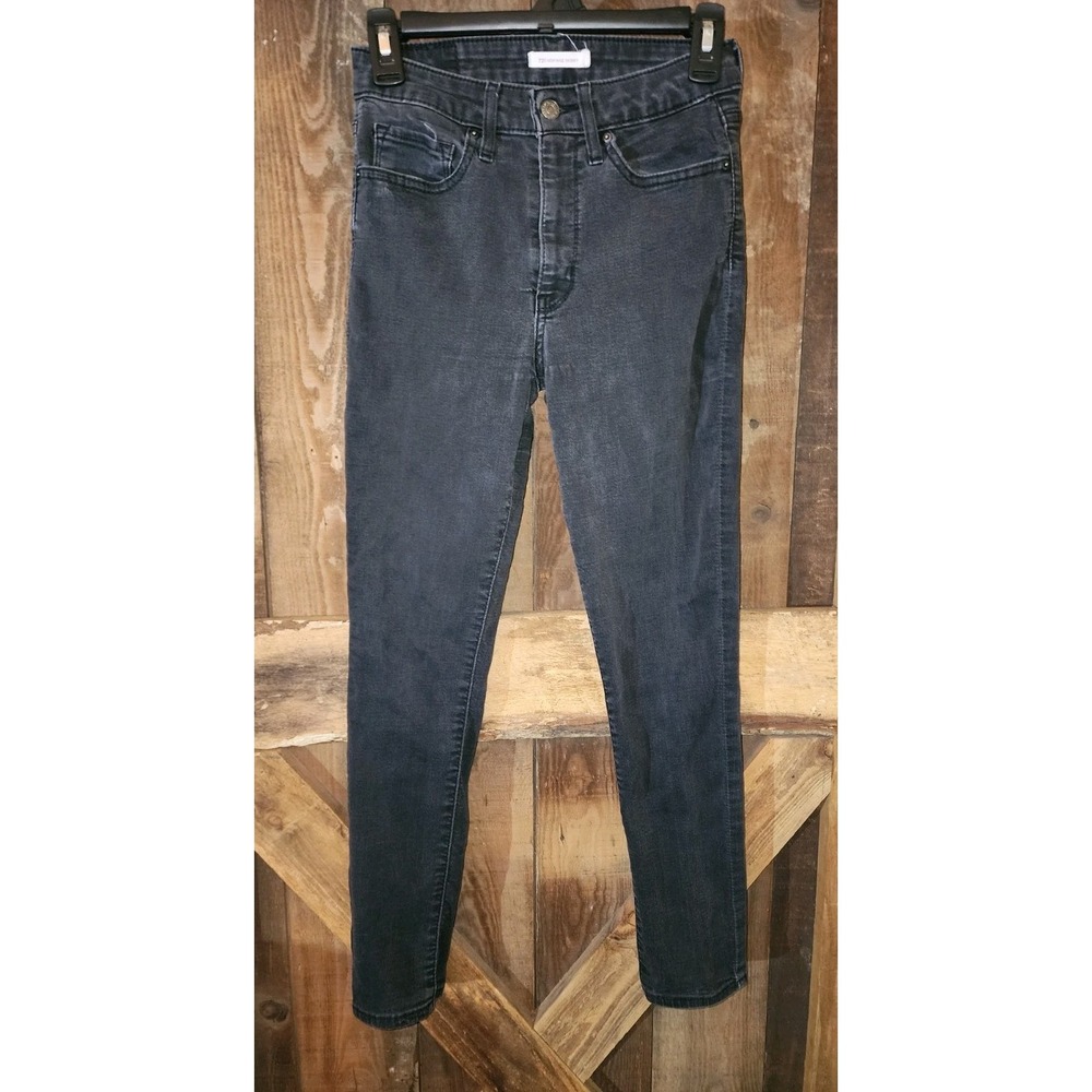 LEVI'S Womens 721 High Rise Skinny Jeans W27 L28 Black Western Workwear Grunge